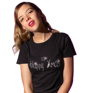 Happy Xmas Crystal Rhinestone T-Shirt or Vest - Crystal Design 4 U