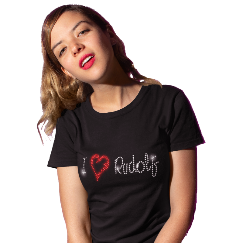 I Love Rudolph Crystal Rhinestone T-Shirt or Vest - Crystal Design 4 U