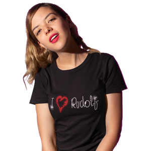 I Love Rudolph Crystal Rhinestone T-Shirt or Vest - Crystal Design 4 U