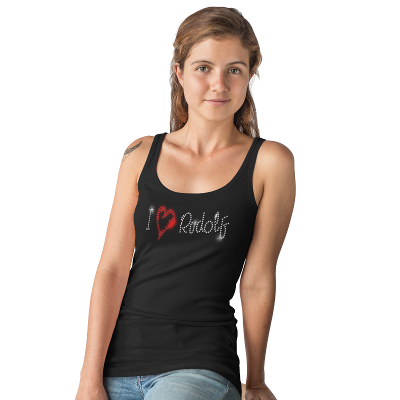 I Love Rudolph Crystal Rhinestone T-Shirt or Vest - Crystal Design 4 U