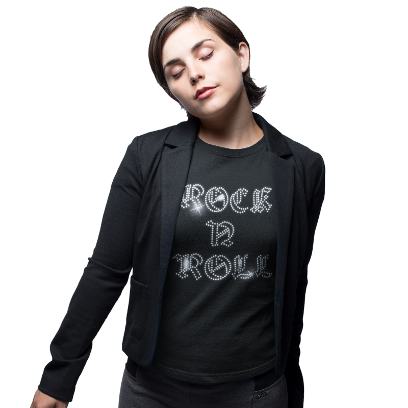 Rock n Roll Crystal Rhinestone Ladies T-Shirt or Vest - Crystal Design 4 U