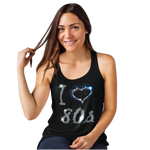 I Love Eighties 80s Crystal Rhinestone Design Ladies T-Shirts or Vests - Crystal Design 4 U