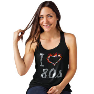 I Love Eighties 80s Crystal Rhinestone Design Ladies T-Shirts or Vests - Crystal Design 4 U