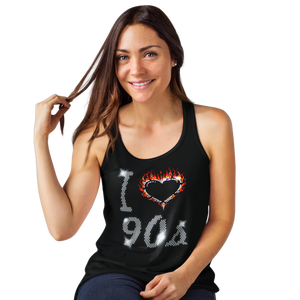 I Love Nineties 90s Crystal Rhinestone Design Ladies T-Shirts or Vests - Crystal Design 4 U