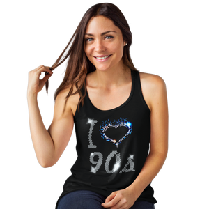 I Love Nineties 90s Crystal Rhinestone Design Ladies T-Shirts or Vests - Crystal Design 4 U