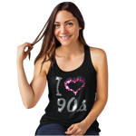 I Love Nineties 90s Crystal Rhinestone Design Ladies T-Shirts or Vests - Crystal Design 4 U