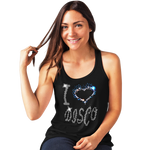 I Love Disco Crystal Rhinestone Design Ladies T-Shirts or Vests - Crystal Design 4 U