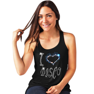 I Love Disco Crystal Rhinestone Design Ladies T-Shirts or Vests - Crystal Design 4 U