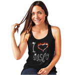 I Love Disco Crystal Rhinestone Design Ladies T-Shirts or Vests - Crystal Design 4 U