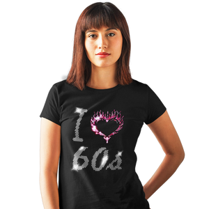 I Love 60s Sixties Crystal Rhinestone Design Ladies T-Shirts or Vests - Crystal Design 4 U