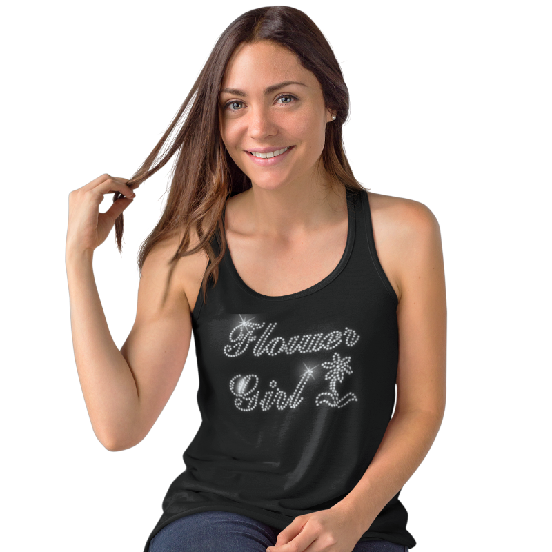 Flower Girl Crystal Rhinestone Ladies T-Shirt or Vest - Crystal Design 4 U
