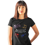 Eighties 80s Music Rhinestud Design Ladies T-Shirts or Vests - Crystal Design 4 U
