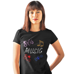 Eighties 80s Music Rhinestud Design Ladies T-Shirts or Vests - Crystal Design 4 U