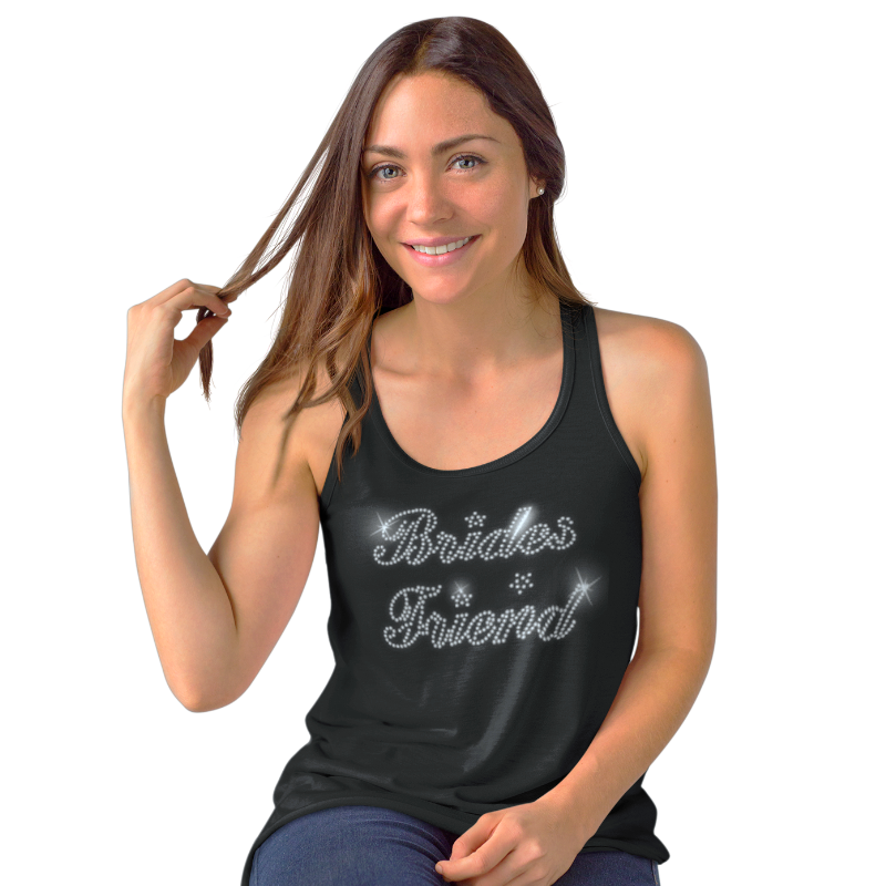 Brides Friend Crystal Rhinestone T-Shirt or Vest - Crystal Design 4 U