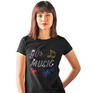 90s Music Rhinestud Design Ladies T-Shirts or Vests - Crystal Design 4 U