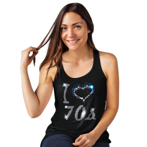 I Love Seventies 70s Crystal Rhinestone Design Ladies T-Shirts or Vests - Crystal Design 4 U