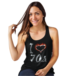 I Love Seventies 70s Crystal Rhinestone Design Ladies T-Shirts or Vests - Crystal Design 4 U