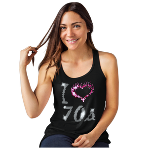 I Love Seventies 70s Crystal Rhinestone Design Ladies T-Shirts or Vests - Crystal Design 4 U