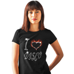 I Love Disco Crystal Rhinestone Design Ladies T-Shirts or Vests - Crystal Design 4 U