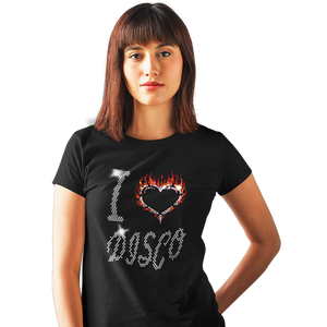 I Love Disco Crystal Rhinestone Design Ladies T-Shirts or Vests - Crystal Design 4 U