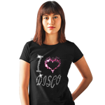I Love Disco Crystal Rhinestone Design Ladies T-Shirts or Vests - Crystal Design 4 U
