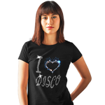 I Love Disco Crystal Rhinestone Design Ladies T-Shirts or Vests - Crystal Design 4 U