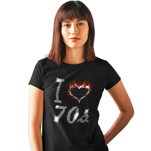 I Love Seventies 70s Crystal Rhinestone Design Ladies T-Shirts or Vests - Crystal Design 4 U