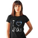 I Love Eighties 80s Crystal Rhinestone Design Ladies T-Shirts or Vests - Crystal Design 4 U