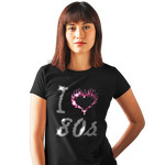 I Love Eighties 80s Crystal Rhinestone Design Ladies T-Shirts or Vests - Crystal Design 4 U