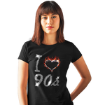 I Love Nineties 90s Crystal Rhinestone Design Ladies T-Shirts or Vests - Crystal Design 4 U