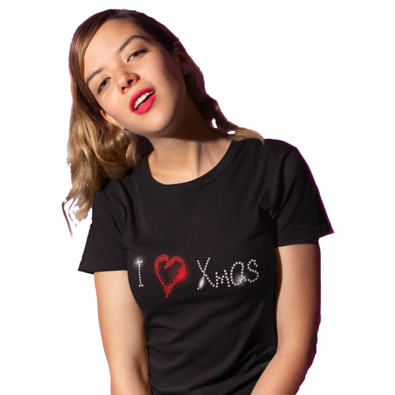 I Love Xmas Crystal Rhinestone T-Shirt or Vest - Crystal Design 4 U