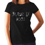 Made in 2001 (18th Birthday) Crystal Rhinestone Ladies T-Shirt or Vest - Crystal Design 4 U