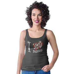 I Love Nineties 90s Music Crystal Rhinestone Design T-Shirts or Vests - Crystal Design 4 U