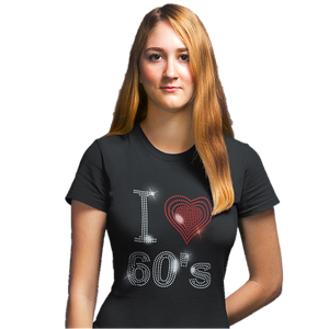 I Love Sixties 60s Rhinestud Design T-Shirts or Vests - Crystal Design 4 U