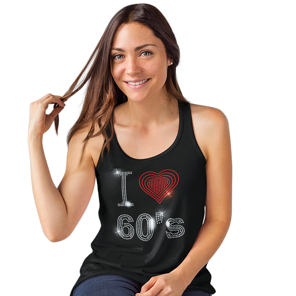 I Love Sixties 60s Rhinestud Design T-Shirts or Vests - Crystal Design 4 U