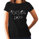 Vintage in 1979 (40th Birthday) Crystal Rhinestone Ladies T-Shirt or Vest - Crystal Design 4 U