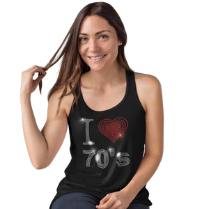 I Love Seventies 70s Rhinestud Design T-Shirts or Vests - Crystal Design 4 U