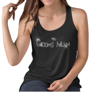 Grooms Mum Crystal Rhinestone Ladies T-Shirt or Vest - Crystal Design 4 U