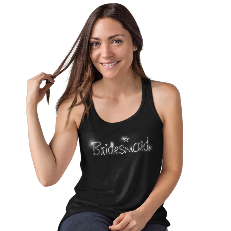 Bridesmaid Crystal Rhinestone Ladies T-Shirt or Vest - Crystal Design 4 U