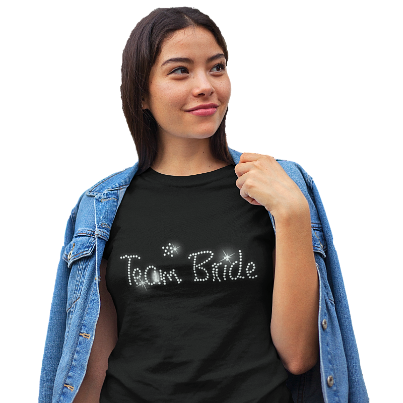 Team Bride Crystal Rhinestone Ladies T-Shirt or Vest - Crystal Design 4 U