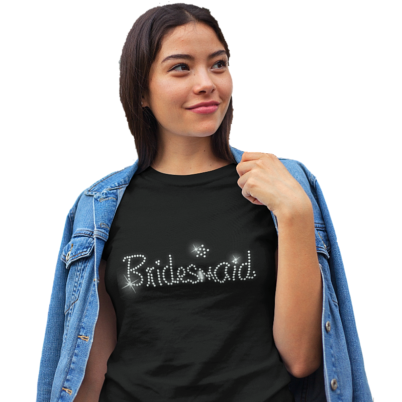 Bridesmaid Crystal Rhinestone Ladies T-Shirt or Vest - Crystal Design 4 U