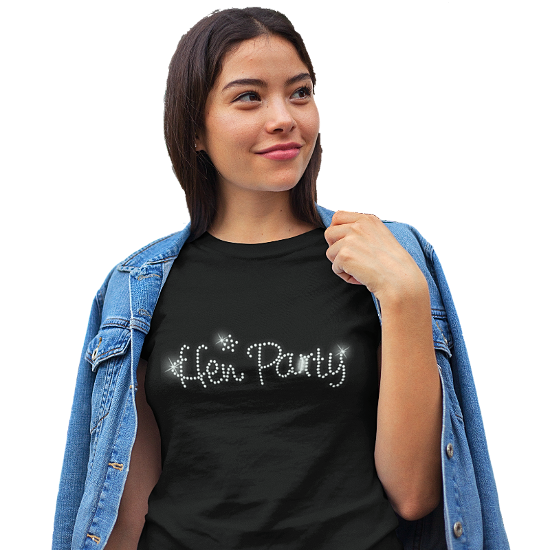 Hen Party Crystal Rhinestone Ladies T-Shirt or Vest - Crystal Design 4 U