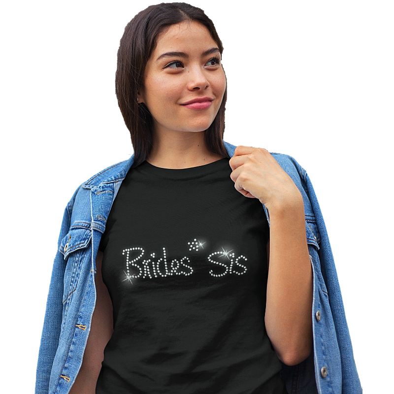 Brides Sister Crystal Rhinestone Ladies T-Shirt or Vest - Crystal Design 4 U