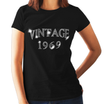 Vintage 1969 (50th Birthday) Crystal Rhinestone Ladies T-Shirt or Vest - Crystal Design 4 U