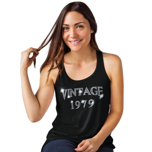 Vintage 1979 (40th Birthday) Crystal Rhinestone Ladies T-Shirt or Vest - Crystal Design 4 U