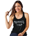 Vintage 1989 (30th Birthday) Crystal Rhinestone Ladies T-Shirt or Vest - Crystal Design 4 U