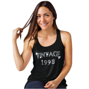 Vintage 1998 (21st Birthday) Crystal Rhinestone Ladies T-Shirt or Vest - Crystal Design 4 U