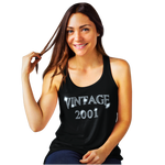 Vintage 2001 (18th Birthday) Crystal Rhinestone Ladies T-Shirt or Vest - Crystal Design 4 U