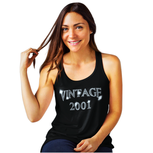 Vintage 2001 (18th Birthday) Crystal Rhinestone Ladies T-Shirt or Vest - Crystal Design 4 U