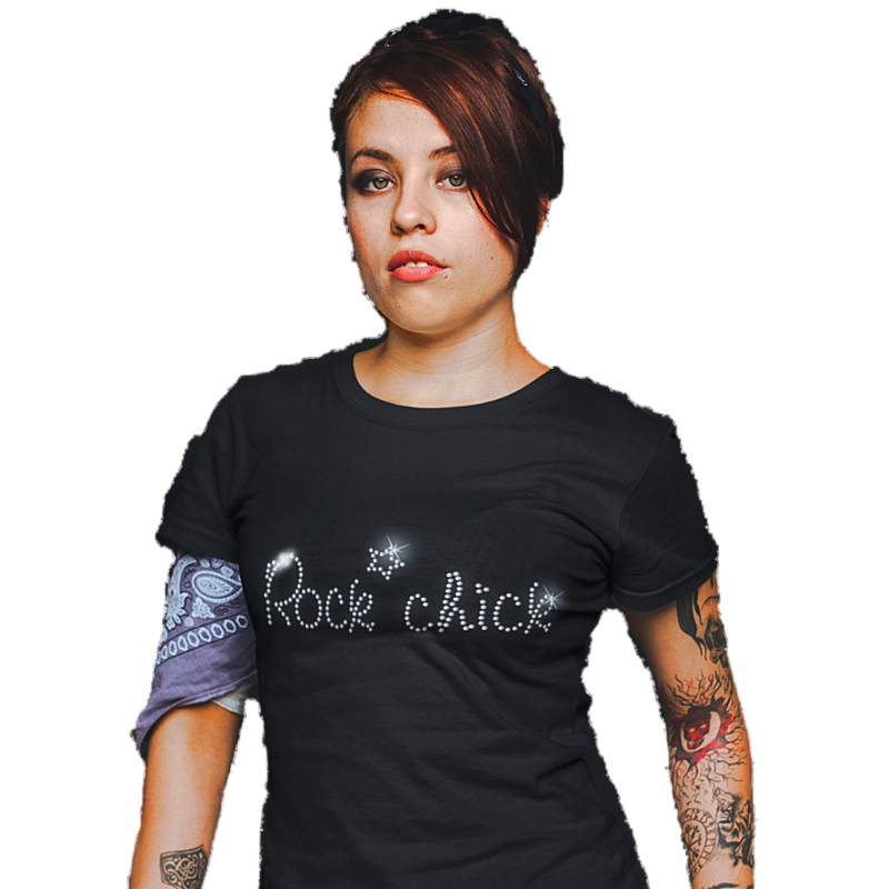 Rock Chick Crystal Rhinestone T-Shirt or Vest - Crystal Design 4 U
